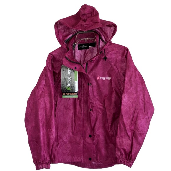 FROGG TOGGS size L WATERPROOF BREATHABLE ALL PURPOSE Rain Jacket Cherry Black - Picture 2 of 5